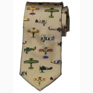Vintage Alynn Warplanes Tie Silk Tan Men's